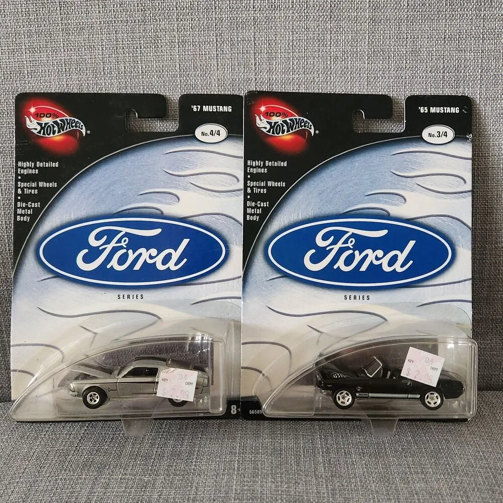 Lot of 2 NIP 100% Hotwheels Ford Series 65' and 67' Mustang 1:64 Die Cast Cars